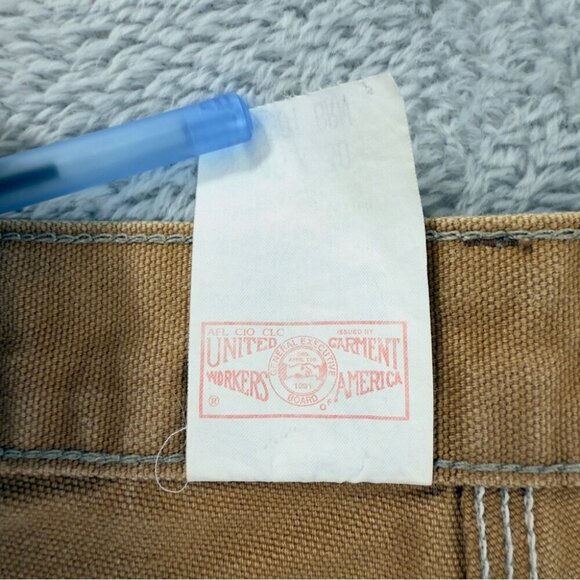 Vintage Carhartt Men's Size 42x27 B01 BRN Tan Double Knee Pants Made in USA 90s - Picture 9 of 12